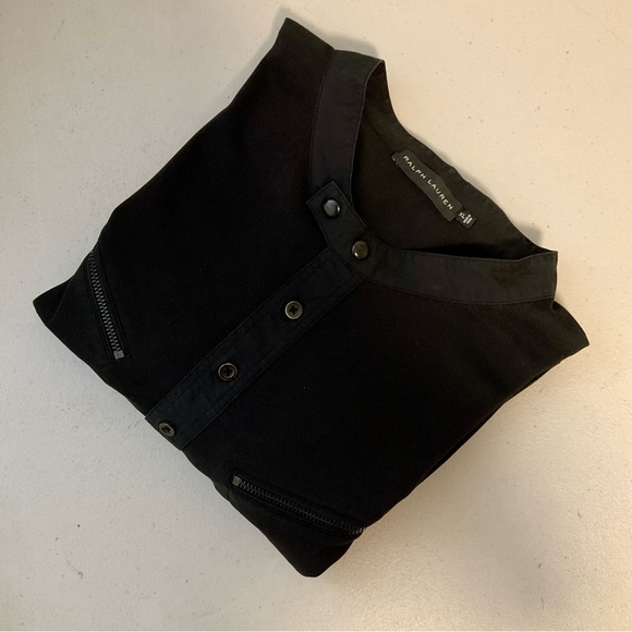 Ralph Lauren Black Label Button Front Chest Pockets Long Sleeve Shirt Black - Picture 14 of 14